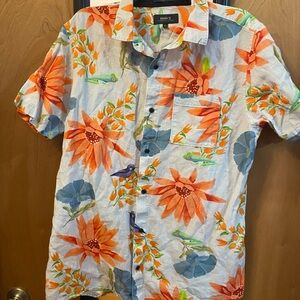 Roark Orange and Blue Floral Men's Shirt